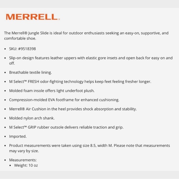 ❌SOLD❌NIB Merrell Jungle Slide Clogs Suede Birch Womens 9M 40 - Picture 12 of 12